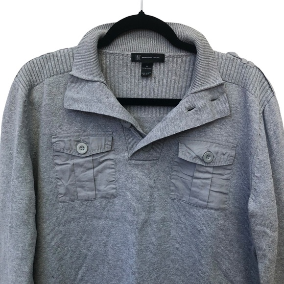 INC International Concepts Gray Detailed Sweater size Medium - Picture 3 of 9